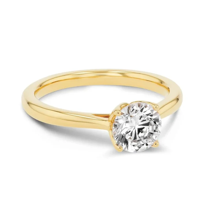 Odessa Round Lab Grown Diamond Flower Petal Solitaire Engagement Ring