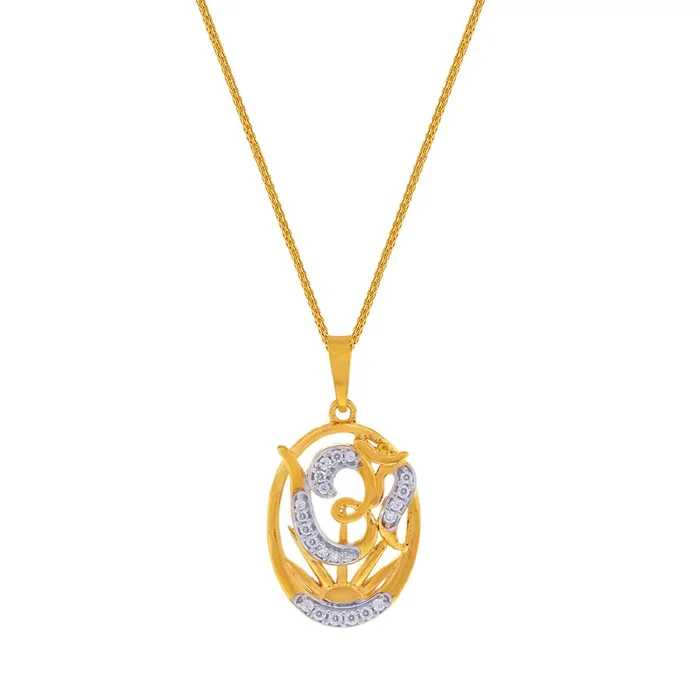 Om Pendant with CZ in 22K Gold