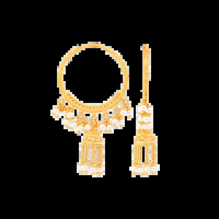 Opulent Bali/Hoops With Pearl in 22K Gold