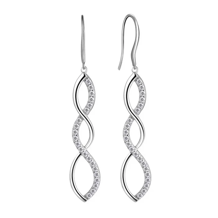 Orecchini pendenti Infinity da donna, gioielli pendenti in argento sterling 925