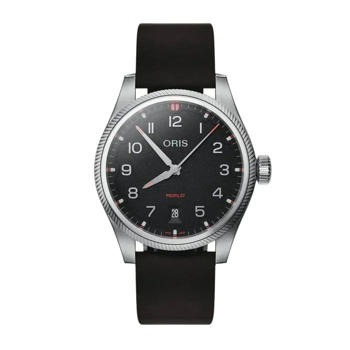 Oris Aviation Propilot Date Automatic Watch with black Dial and Leather Strap, 41 mm – Lepage