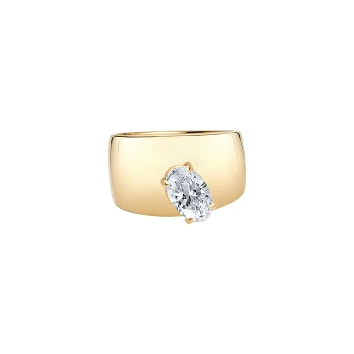 Oval Diamond Statement Ring in 18K Yellow Gold