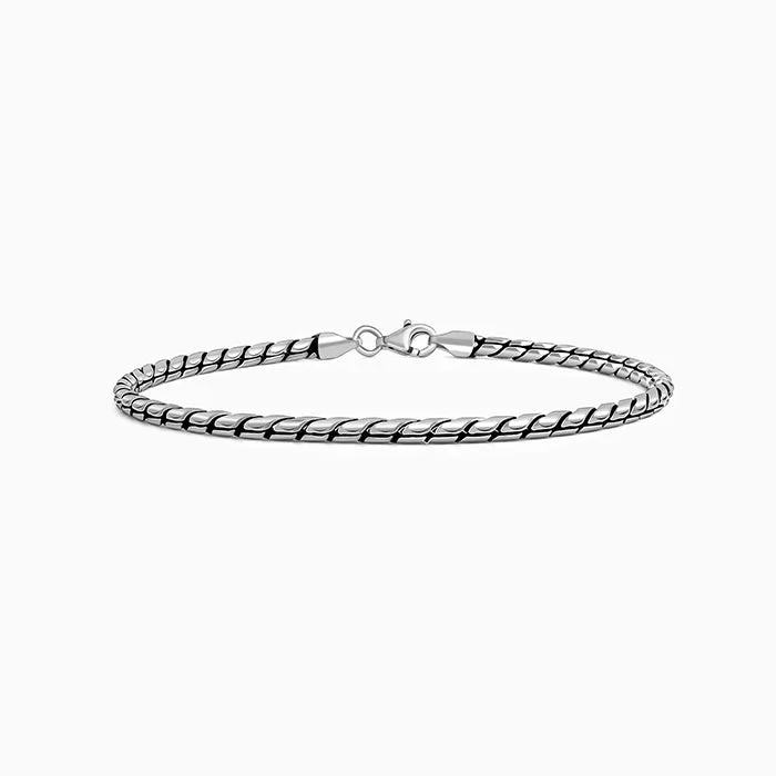 Oxidised Silver TwistLine Bracelet For Him