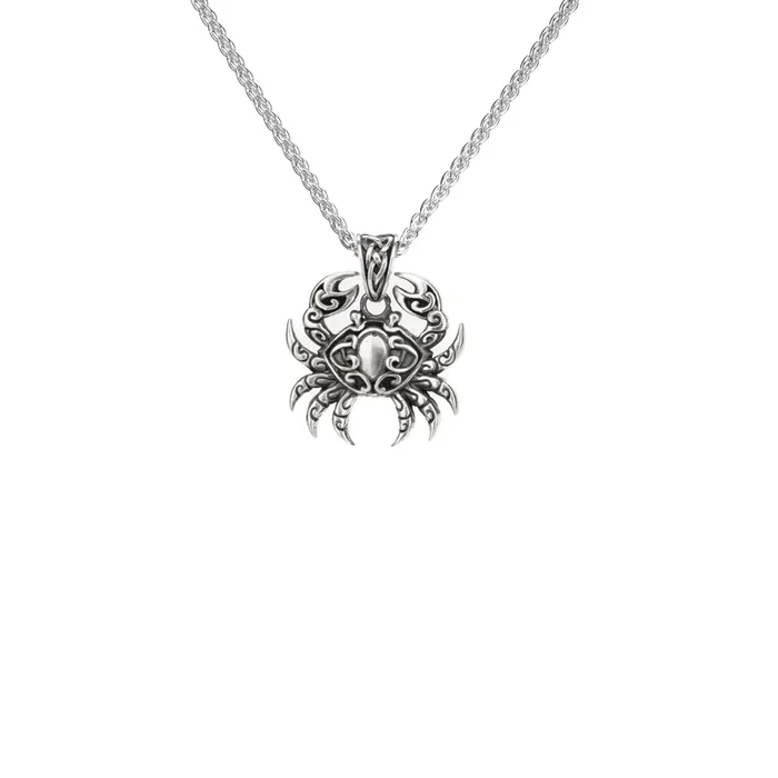 Oxidized Silver Crab Pendant