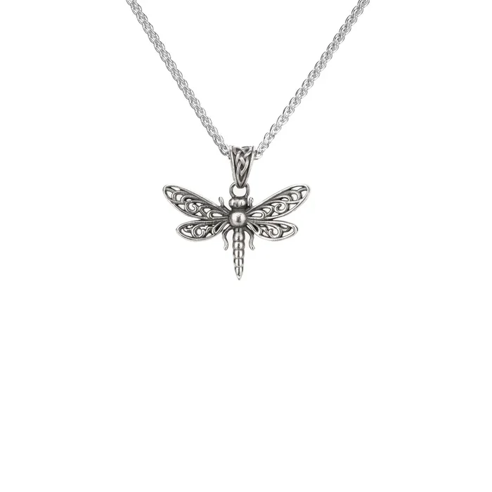 Oxidized Silver Dragonfly Pendant