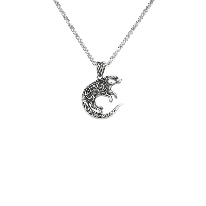 Oxidized Silver Otter Pendant