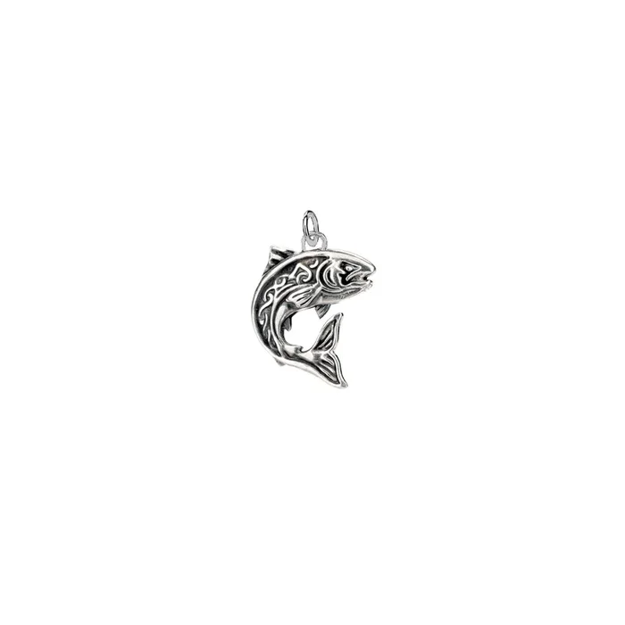 Oxidized Silver Salmon Charm