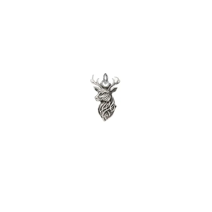 Oxidized Silver Stag Charm
