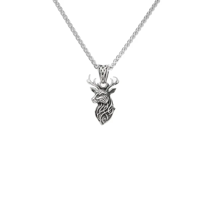 Oxidized Silver Stag Pendant