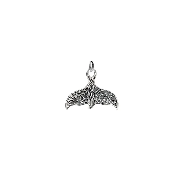 Oxidized Silver Whale Tail Charm