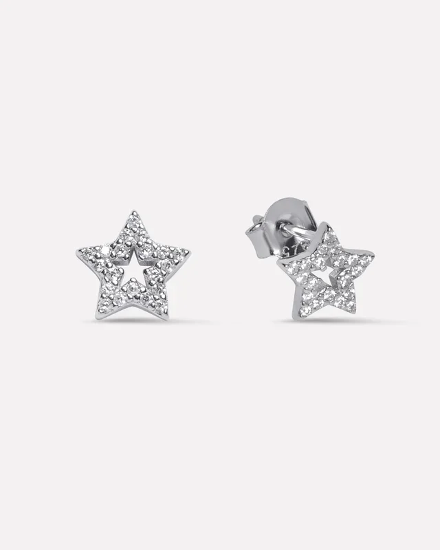 Pave’ Hollow Star Stud Earrings
