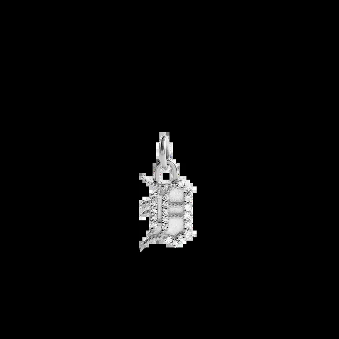 Pave Detroit “D” Charm – Sterling Silver
