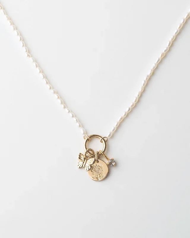 Pearl Charm Holder Necklace