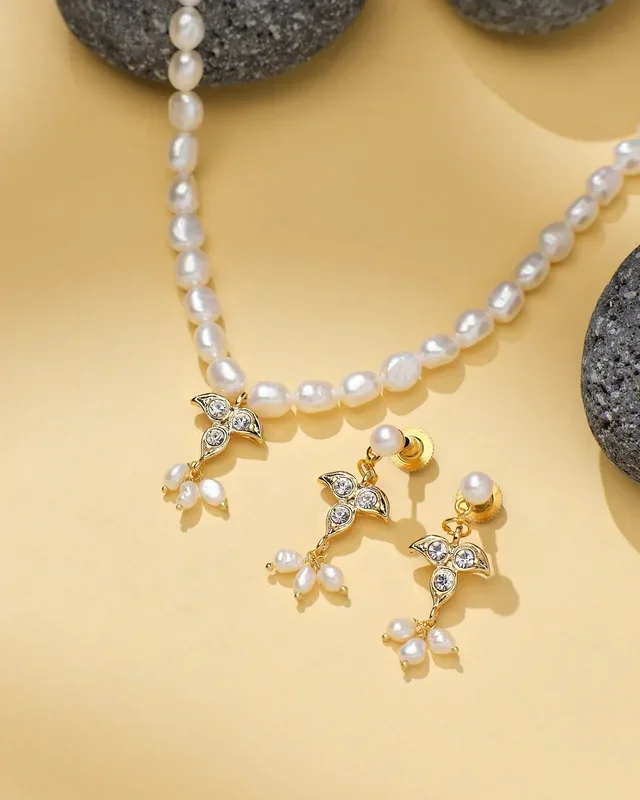 Pearl Radiance CZ Necklace Set