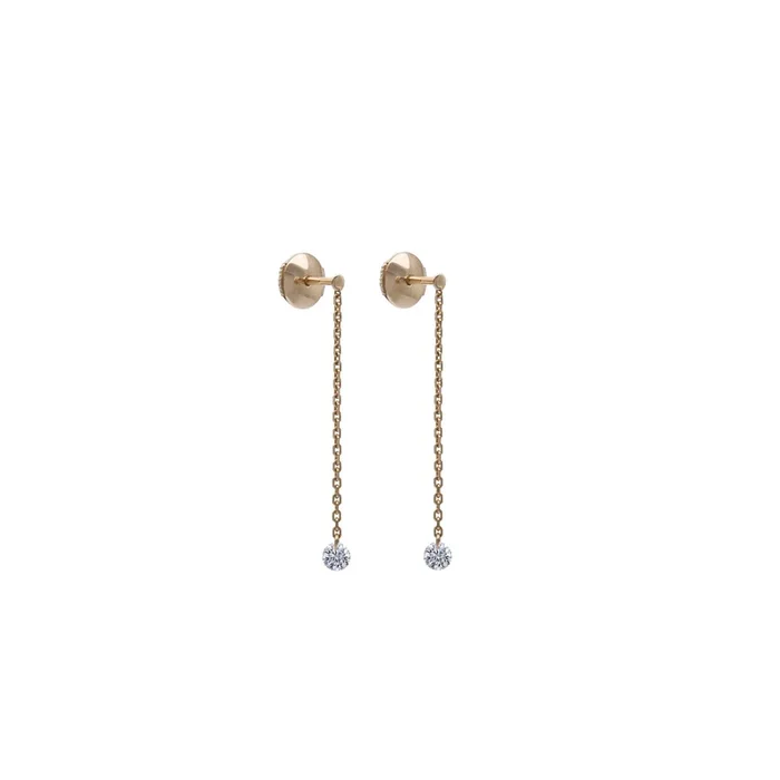 Pendants d’oreilles 360° en or rose 2 diamants 2 x 0,10 carat – Lepage