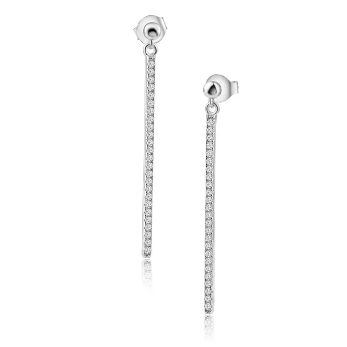 Pendiente de barra colgante de plata de ley 925 rodiada – BGE00539