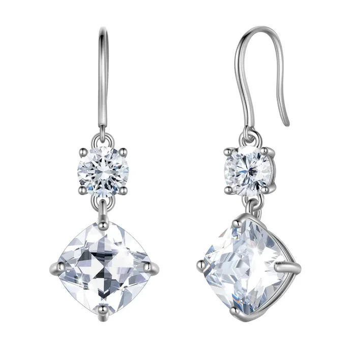 Pendientes colgantes de plata de ley 925 con forma de gancho para mujer, con piedra de nacimiento de abril, diamantes de cristal, joyería nupcial para boda, regalo de San Valentín.