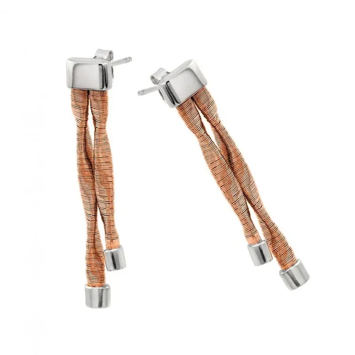 Pendientes colgantes largos chapados en oro rosa y rodio en plata – ECE004RGP