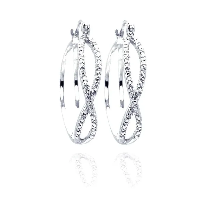 Pendientes de aro con circonita cúbica número octavo chapado en rodio de plata 925 – STE00439