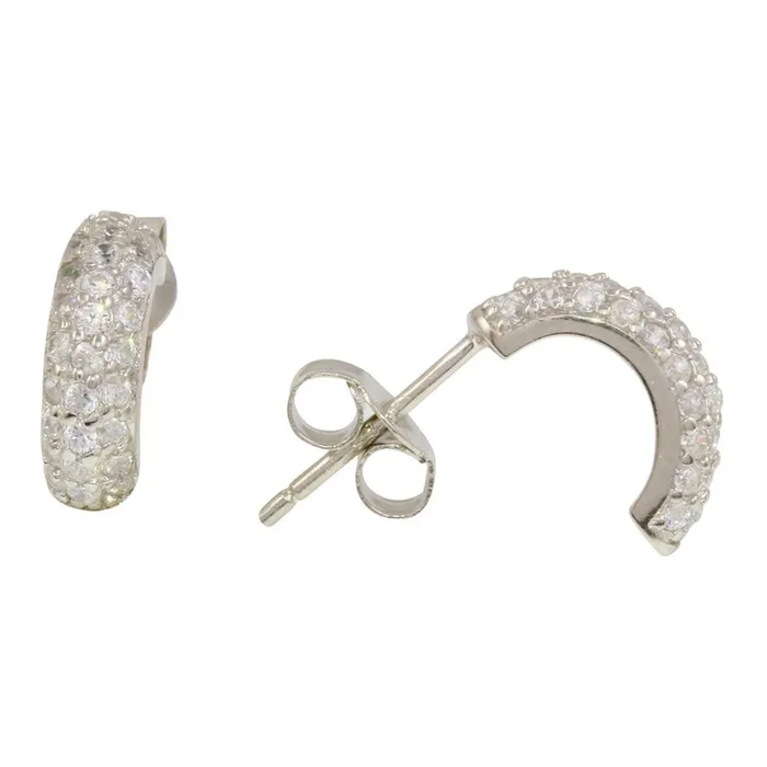 Pendientes de aro semihuggie de plata de ley 925 rodiada – STE01099