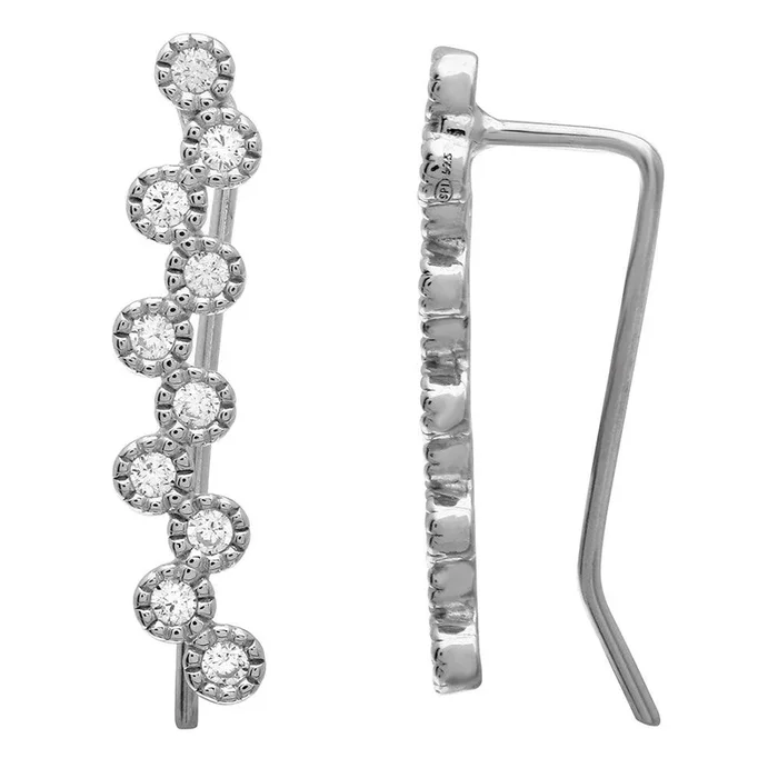Pendientes de escalada de burbujas con circonita cúbica chapada en rodio de plata 925 – GME00072RH