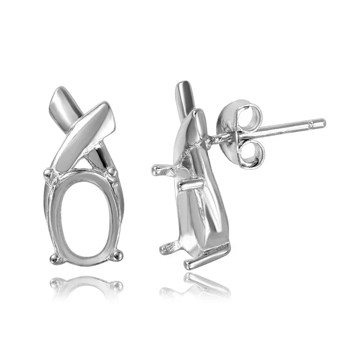 Pendientes de montaje personalizados con nudo chapado en rodio de plata 925 – BGE00462