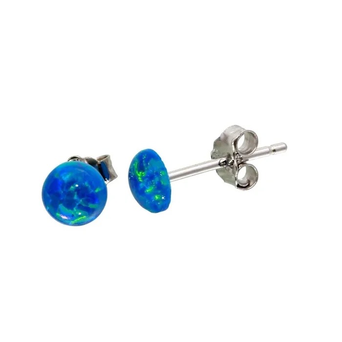 Pendientes de plata de ley 925 rodiada con circonita azul redonda – STE01124BLU