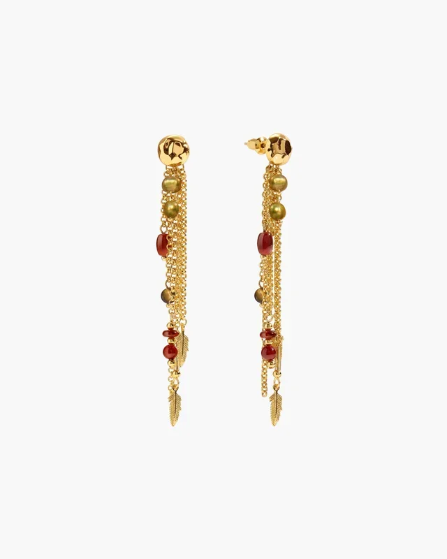 Pendientes Dorados con Borlas y Cuentas Hush