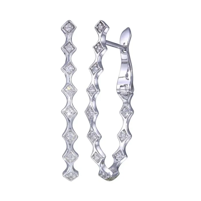 Pendientes festoneados con bisagras de circonita transparente bañados en rodio de plata 925 – BGE00451