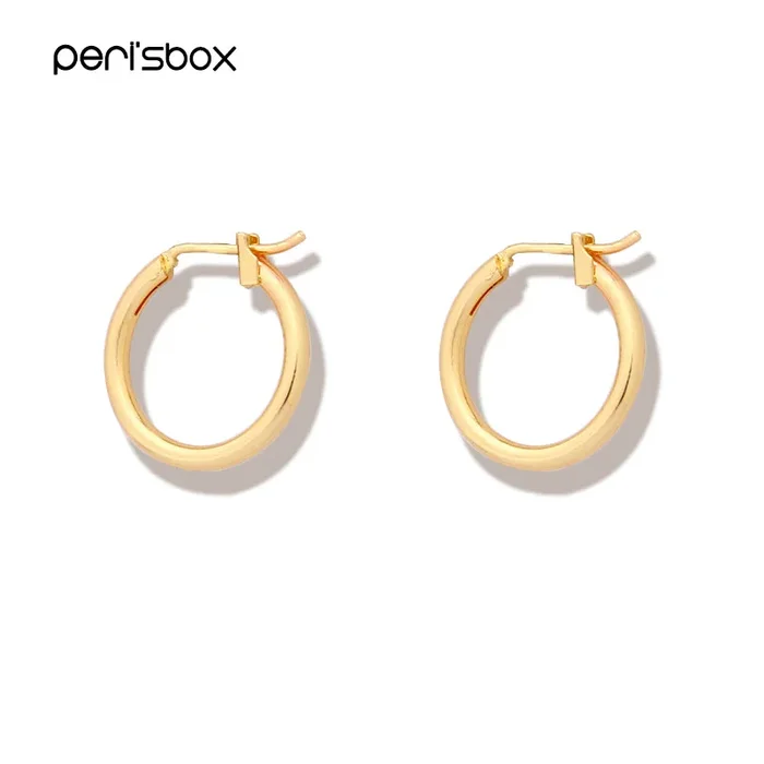 Peri’sBox Steampunk Gold Sliver Plated Round Hoop Earrings Statement Small Big Earrings Hoops Minimalist Earrings 13mm 18mm 25mm