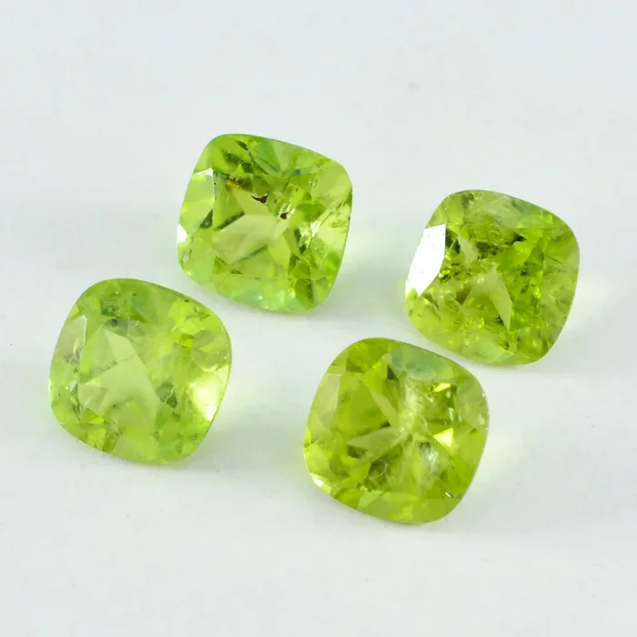 Peridot 1PC Medium 9×9 MM Cushion Faceted Green Lustrous Semi Precious Gems