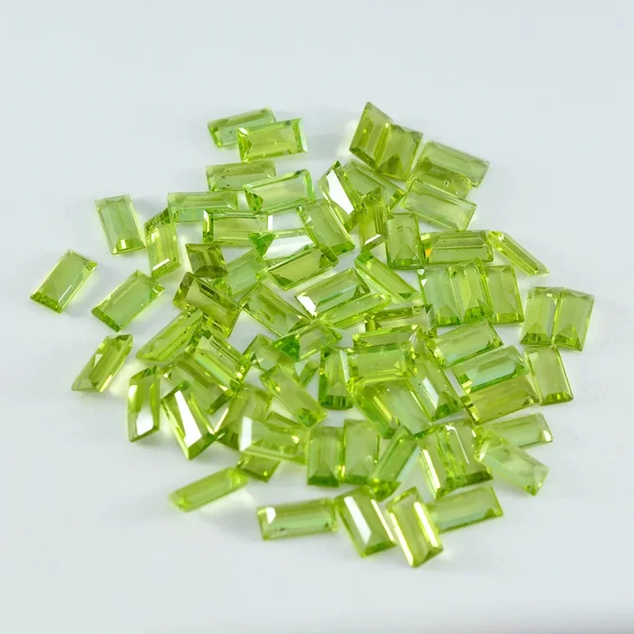 Peridot 1PC Small 5×10 MM Baguette Faceted Green Luster Semi Precious Loose Gems