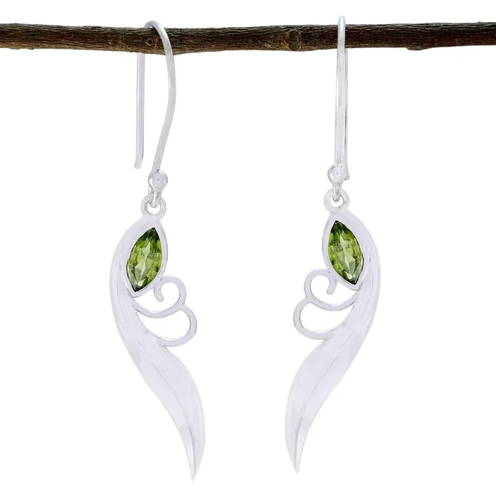 Peridot German Elena Solitaire Dangle Green Silver Earring
