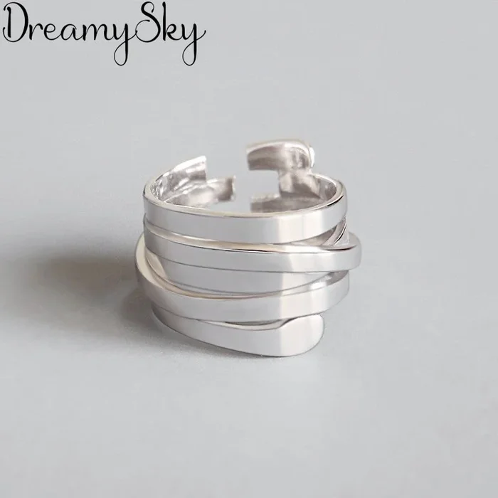 Personality Exaggerated 925 Sterling Silver Irregular Geometric Rings For Women Engagement Jewelry Girls Open Finger Rings
