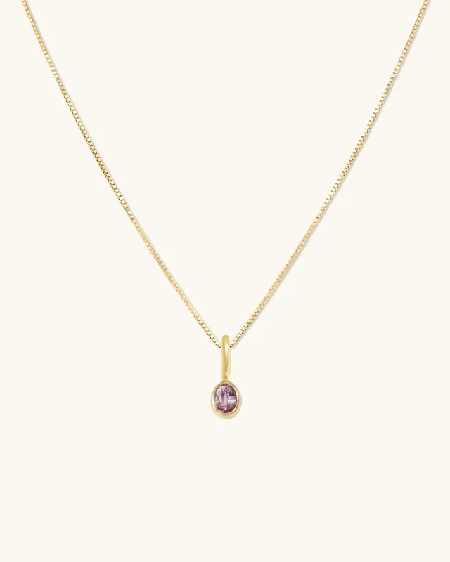 Petite Oval Pink Sapphire Necklace