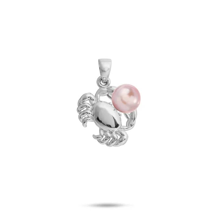 Pick A Pearl Crab Pendant in Sterling Silver – 15mm