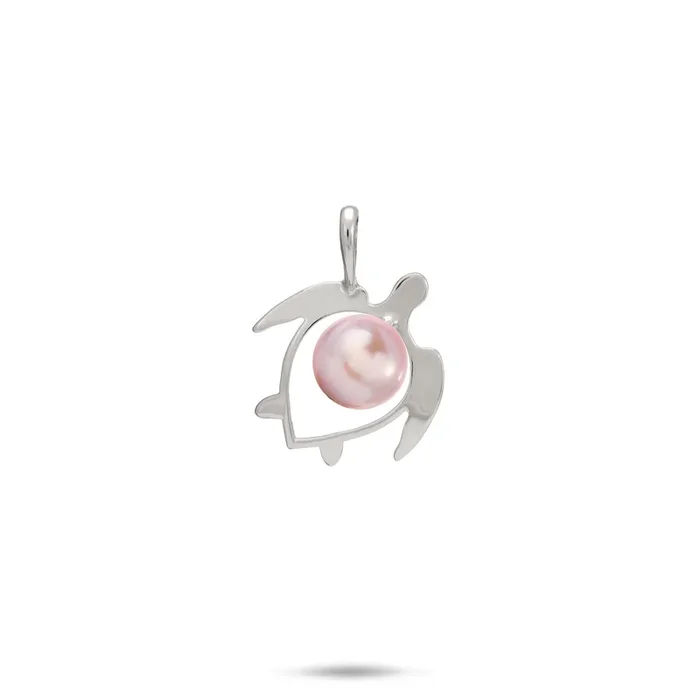 Pick A Pearl Honu (Turtle) Pendant in White Gold – 16mm
