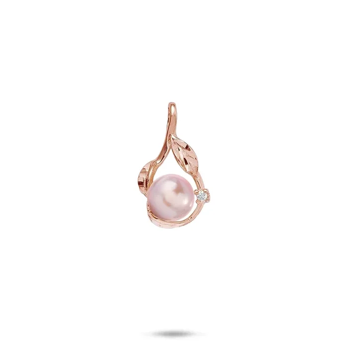 Pick A Pearl Maile Pendant in Rose Gold with Diamonds – 20mm