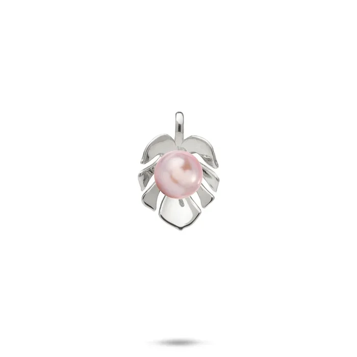 Pick A Pearl Monstera Pendant in White Gold – 17mm