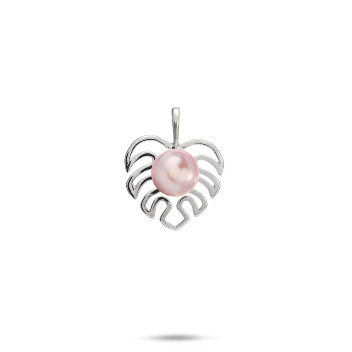 Pick A Pearl Monstera Pendant in White Gold – 19mm