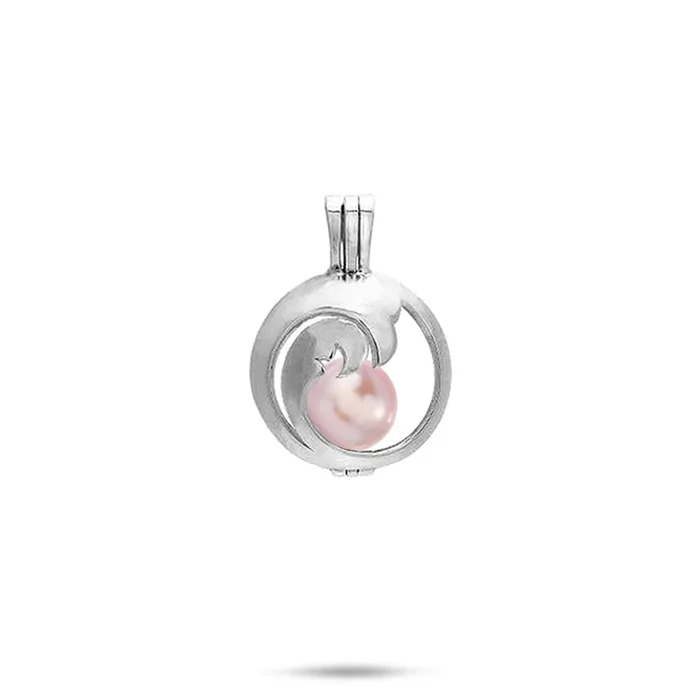 Pick A Pearl Nalu Cage Pendant in Sterling Silver – 15mm