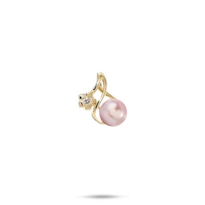 Pick A Pearl Plumeria Pendant in Gold with Diamond – 13mm