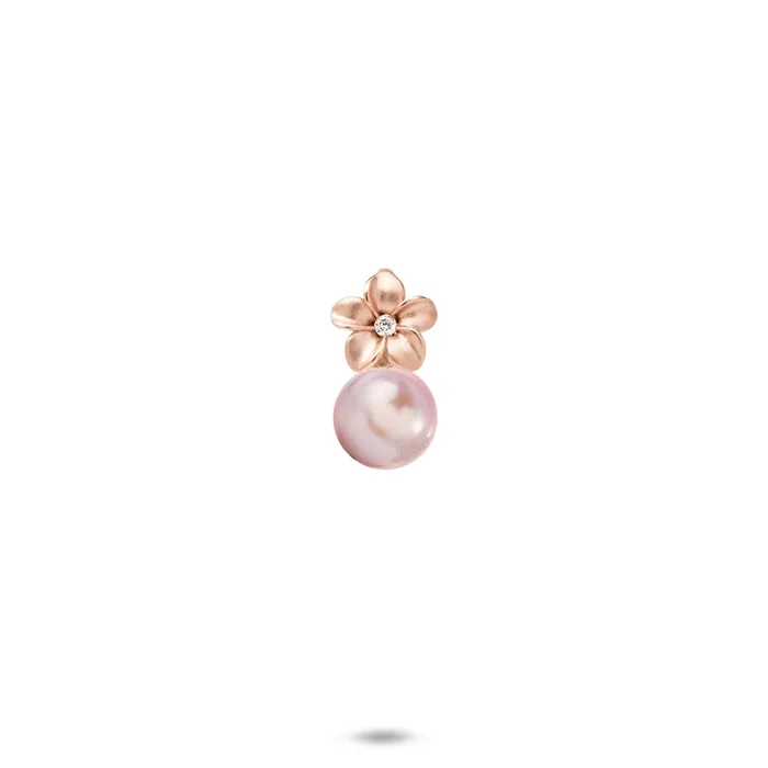 Pick A Pearl Plumeria Pendant in Rose Gold with Diamond – 7mm