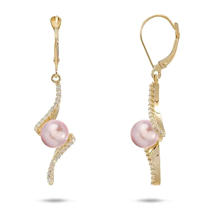 Pick A Pearl Waterfall Earrings in Gold with Diamonds – 25mm