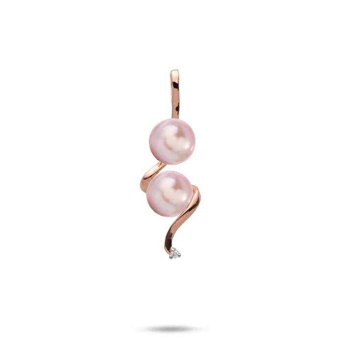 Pick A Pearl Waterfall Pendant in Rose Gold with Diamond – 32mm