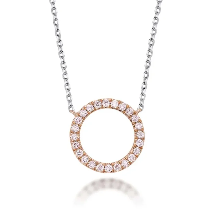 Pink Kimberley Diamond 18ct Rose & White Gold 1/5 Carat Circle of Life Pendant