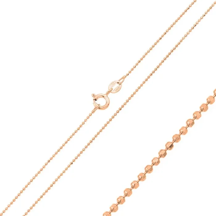 Plata 925 chapada en oro rosa Cuentas de talla diamante 100 Cadena de 1 mm – CH149 RGP