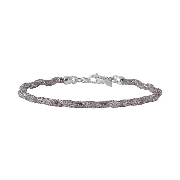 Plata 925 malla chapada en rodio negro y pulsera italiana delgada con circonita cúbica incrustada envuelta – ECB00095BL