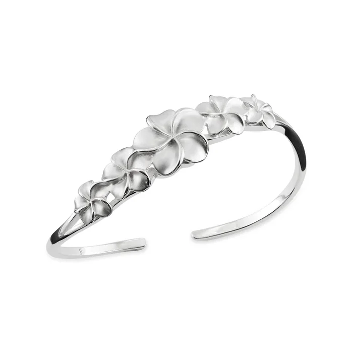 Plumeria Cuff Bracelet in Sterling Silver – 16mm