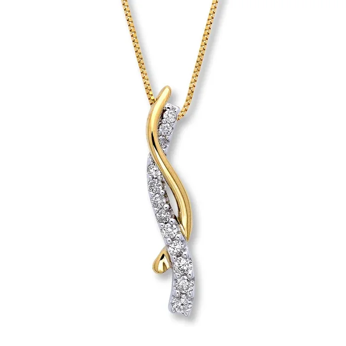 Pre-Owned Kay 1/4ct tw Diamond Journey Necklace in 14K Two-Tone Gold
